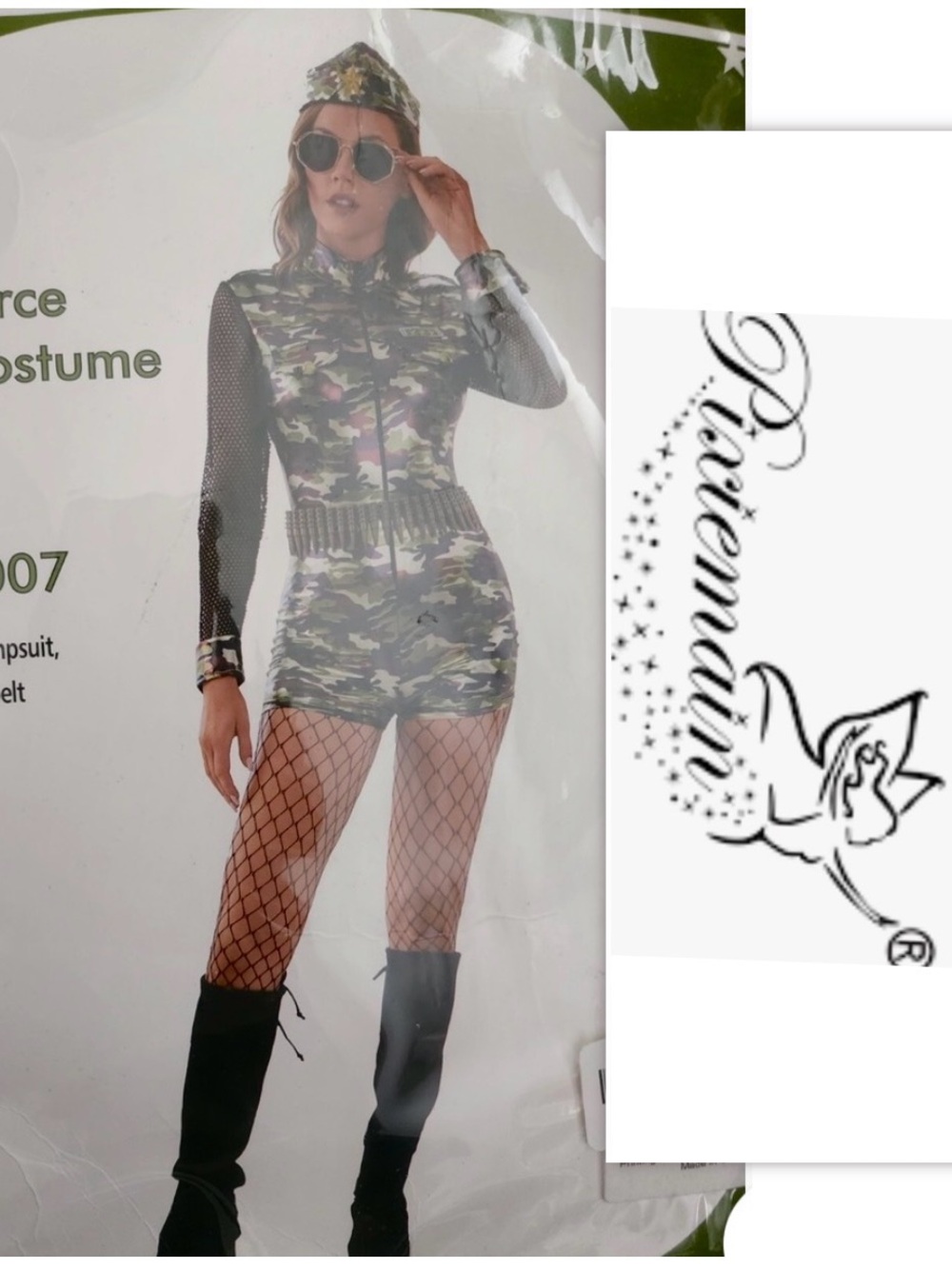 Pixiemain Military Wet Look Camo Jumpsuit Costume